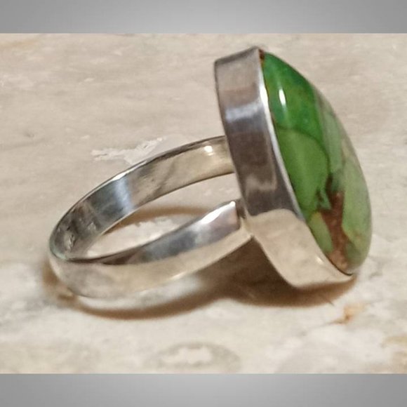 🔥LAST DAY! AUTHENTIC Mohave Green Turquoise sterling silver Ring sz 6 02 - Picture 2 of 7